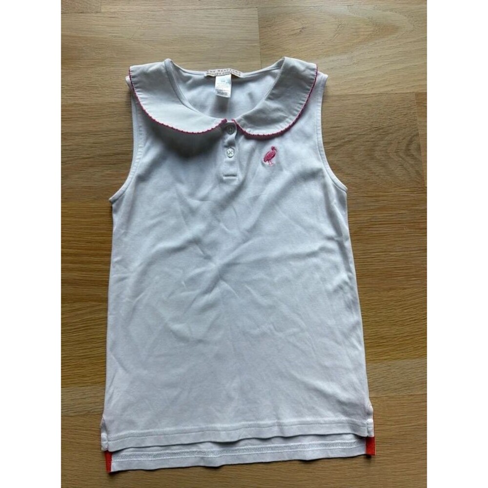 Beaufort Bonnet Company girls white pink Peter Pan collar sleeveless top size 7